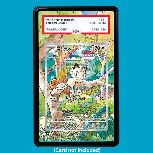 Hand-drawn Meowth 106/094 Phantasmal Flames extended art display case insert for graded Pokémon cards