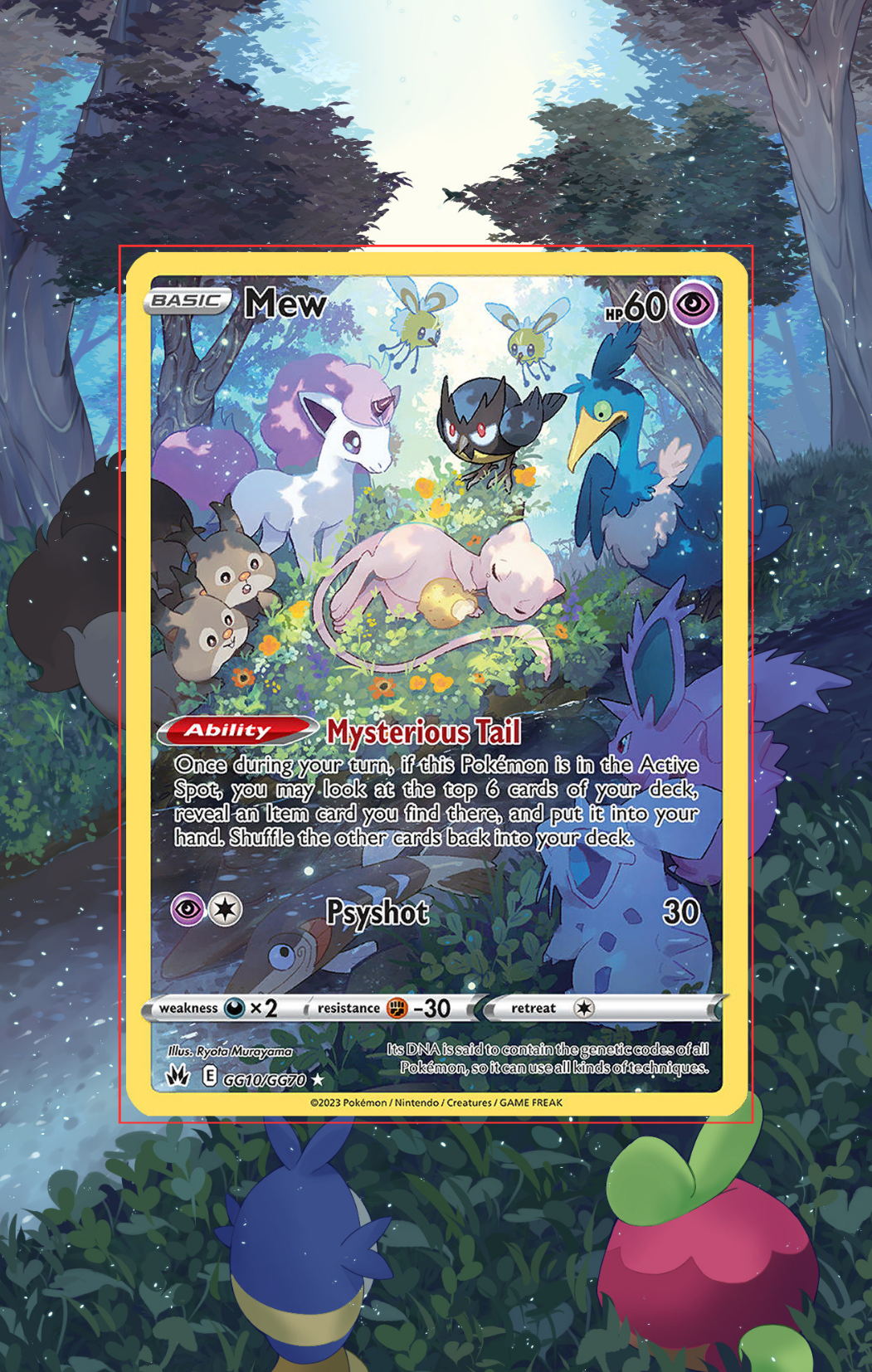 Mew GG10/GG70 | Crown Zenith CardAura - Extended Art + Display Case (Raw)