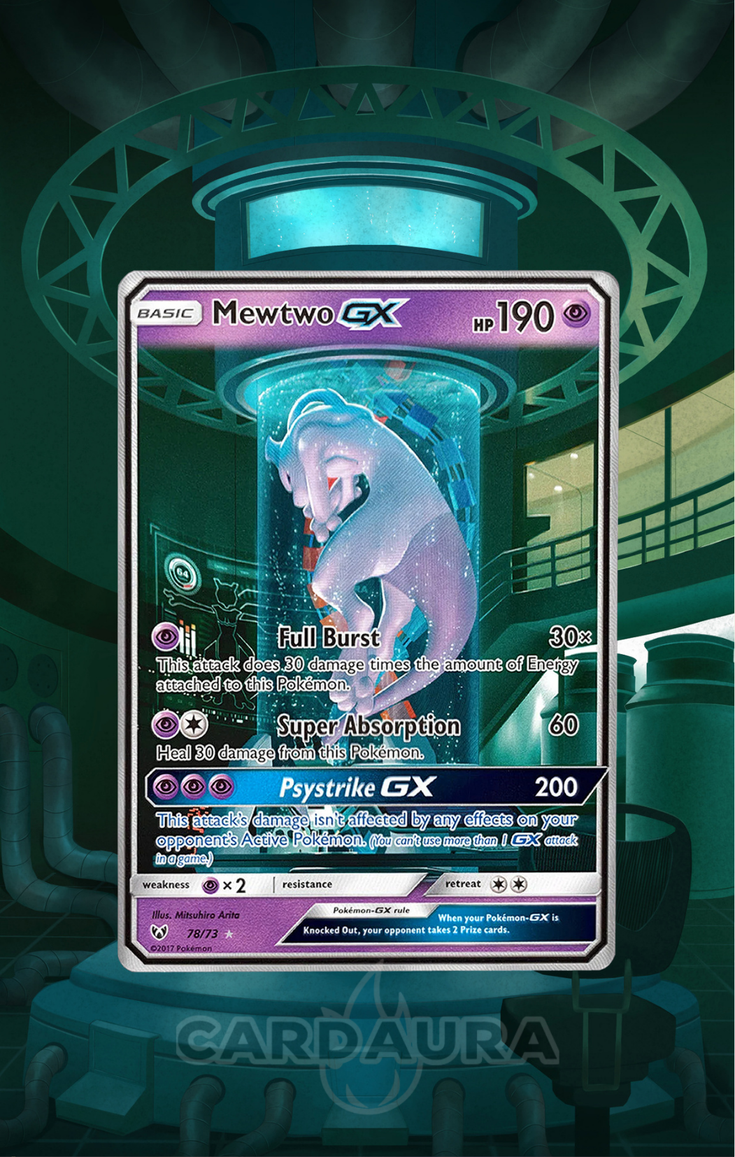 Mewtwo 78/73 | Shining Legends AuraSlab - Extended Art + Case (Graded)