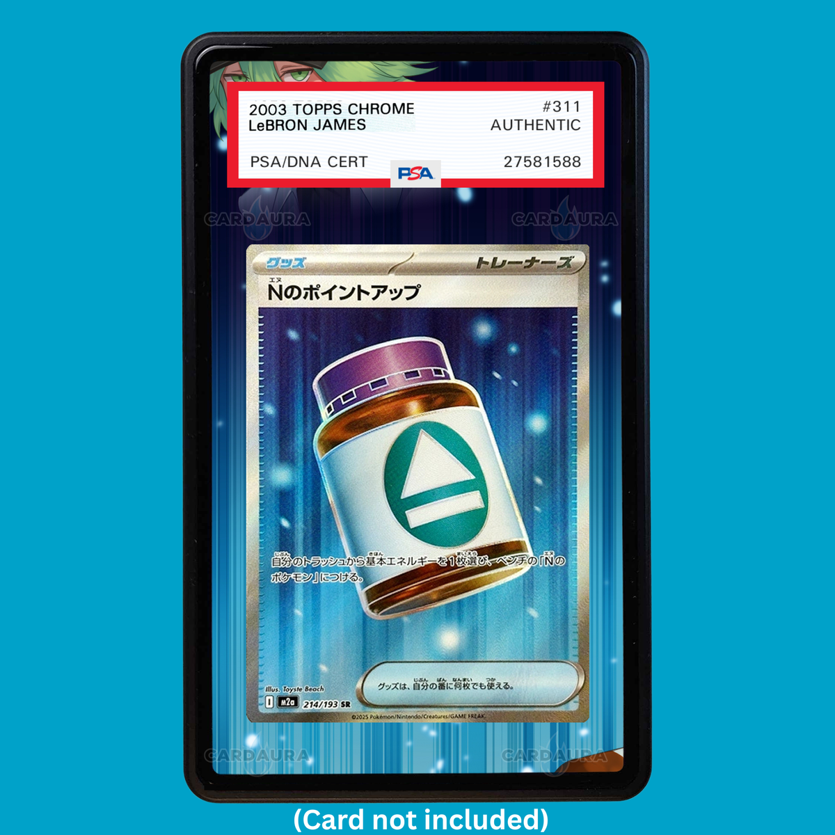 Showcase your N's PP Up 262/217 with a premium extended art display case designed for graded Pokémon cards. This collectible display combines hand-drawn extended artwork, a magnetic aluminum case, and UV-protective tempered glass to help protect and elevate your N's PP Up 262/217 card.