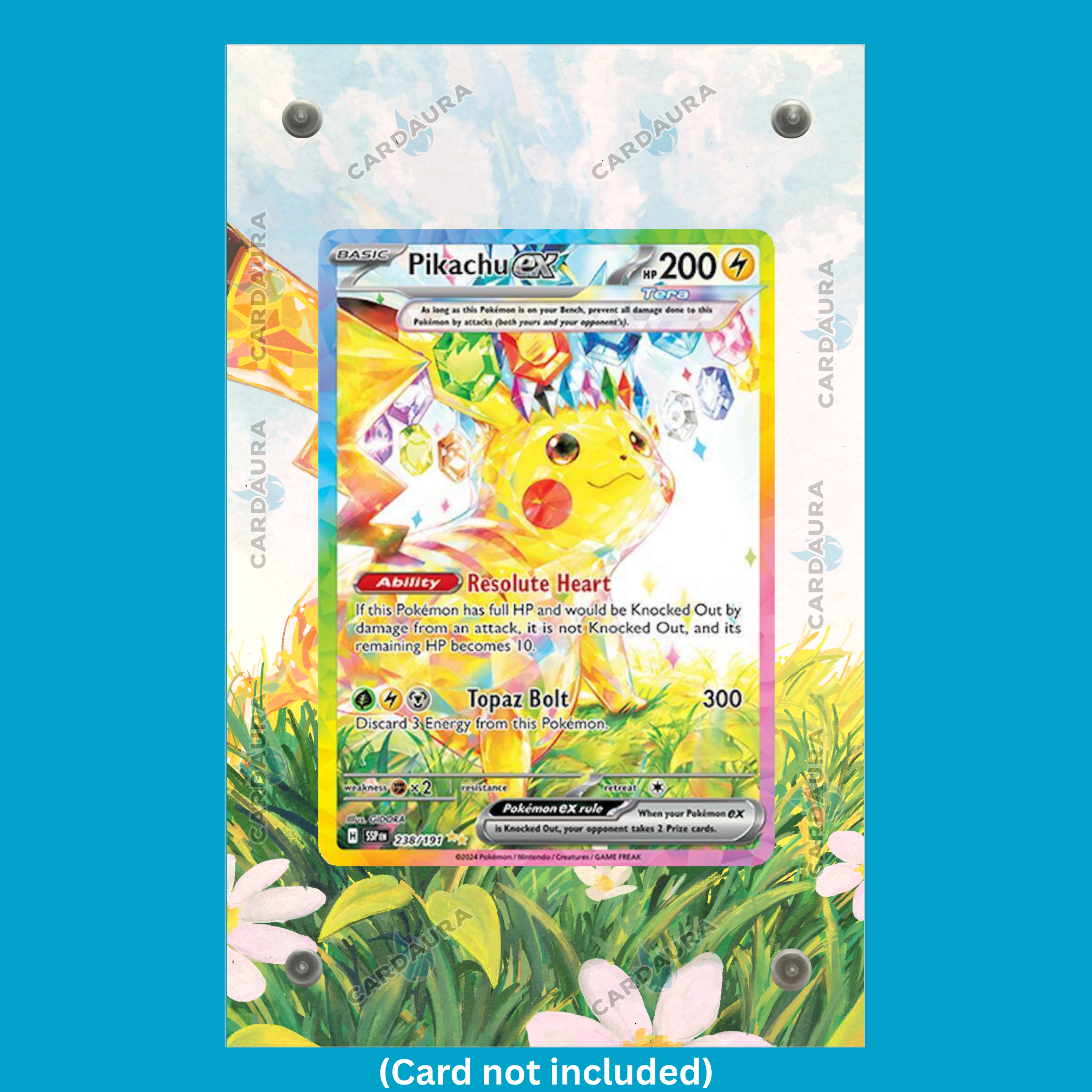 Pikachu EX 238/191 From Surging Sparks Display Case (Extended Art Frame) | Magnetic Acrylic Holder for Ungraded Cards