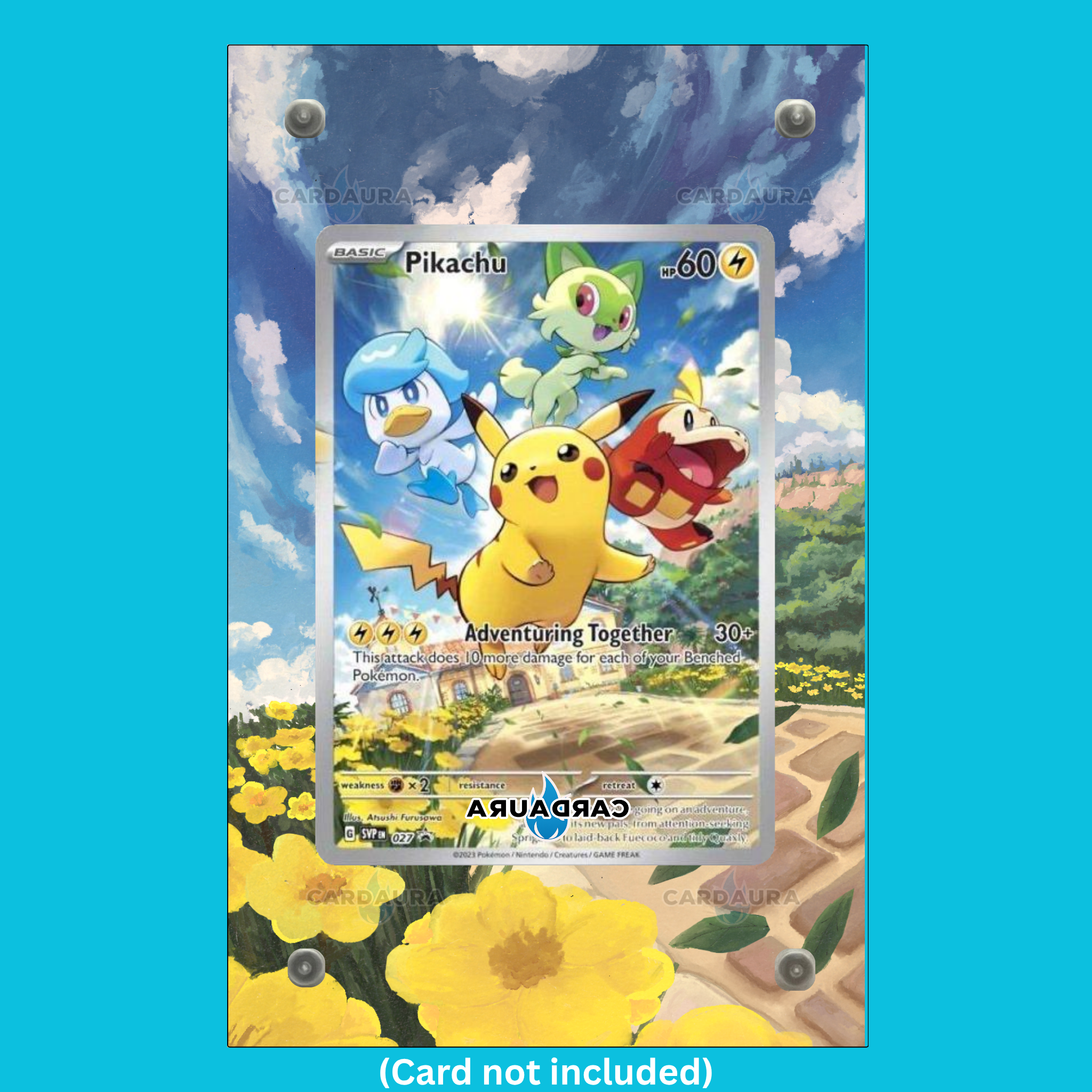 Pikachu 027 From Paldea Evolved Display Case (Extended Art Frame) | Magnetic Acrylic Holder for Ungraded Cards