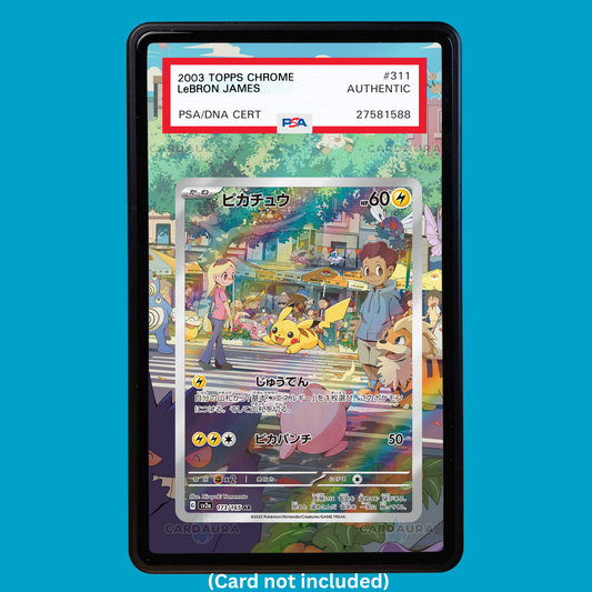 Hand-drawn Pikachu 173/165 Set 151 extended art display case insert for graded Pokémon cards