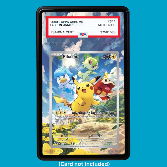 Hand-drawn Pikachu 027 Paldea Evolved extended art display case insert for graded Pokémon cards