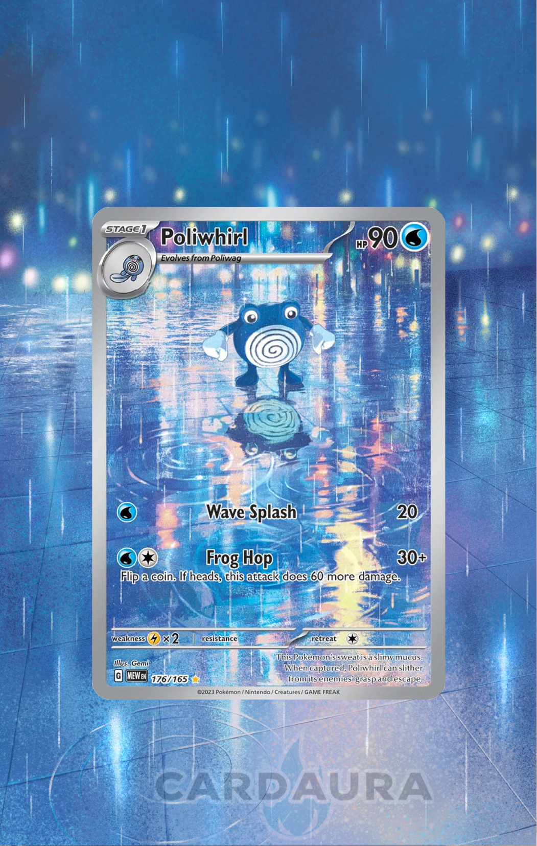 Poliwhirl 176/165 | 151 CardAura - Extended Art + Display Case (Raw)