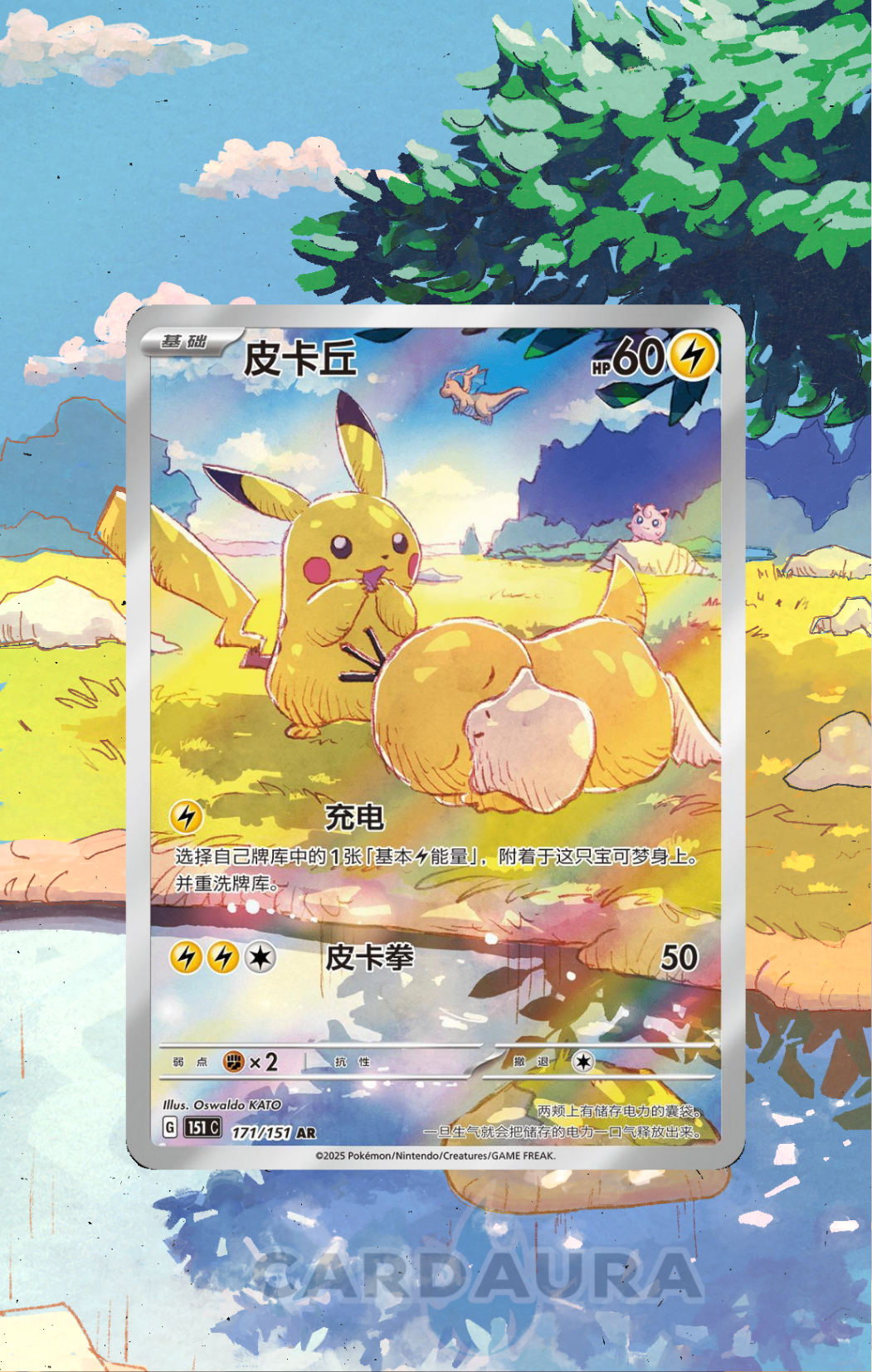 Pikachu 171/151 | Chinese 151 CardAura - Extended Art + Display Case (Raw)