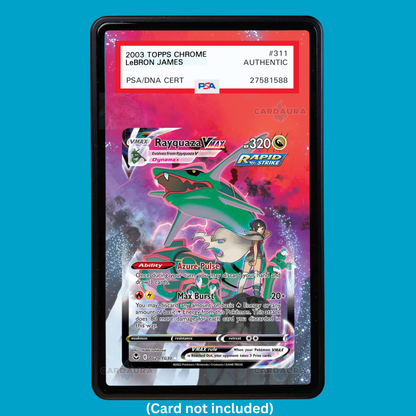 Hand-drawn Rayquaza VMAX TG20/TG30 extended art display case insert for graded Pokémon cards