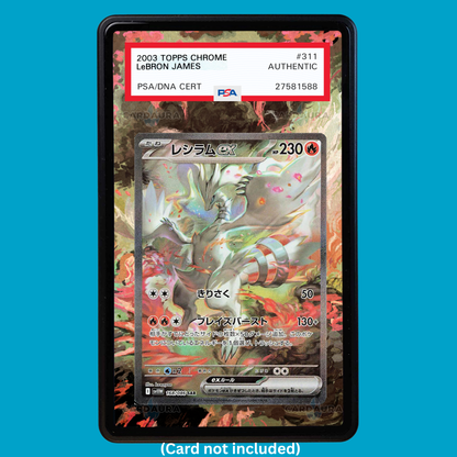 Hand-drawn Reshiram EX 168/086 White Flare extended art display case insert for graded Pokémon cards