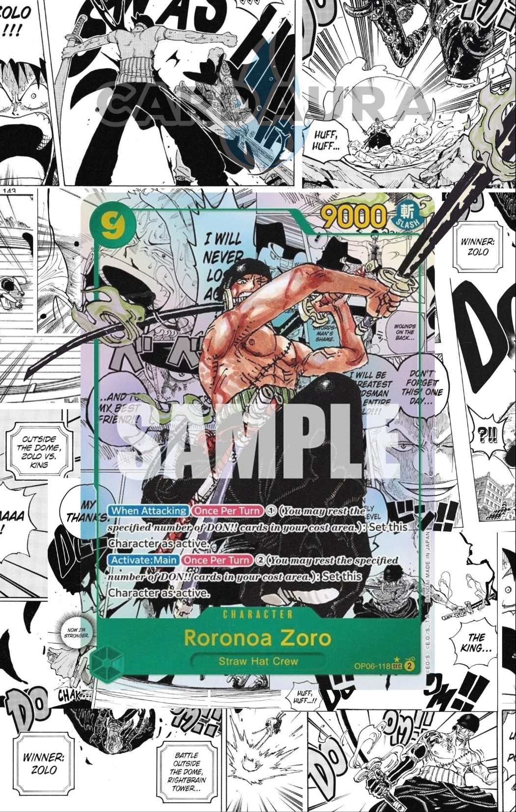 Roronoa Zoro OP06-118 [Manga] | One Piece Wings of the Captain CardAura Raw Display Case My Store