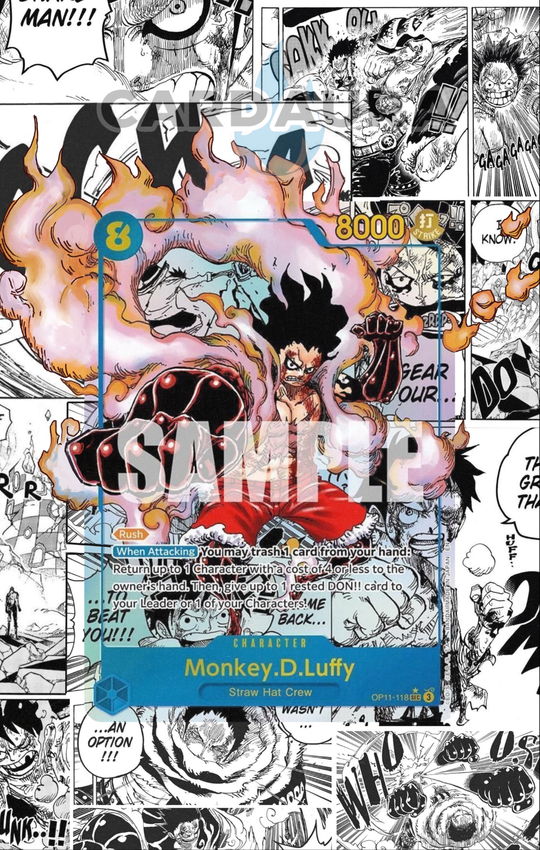 Monkey D. Luffy OP11-118 [Manga] | One Piece Fist of Divine Speed CardAura Raw Display Case My Store