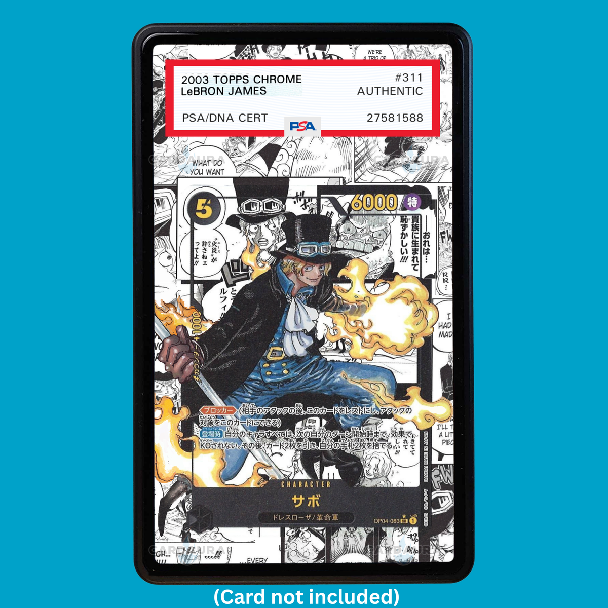 Showcase your Sabo Manga OP04-083 with a premium extended art display case designed for graded One Piece cards. This collectible display combines hand-drawn extended artwork, a magnetic aluminum case, and UV-protective tempered glass to help protect and elevate your One Piece Sabo OP04-083 Manga card.