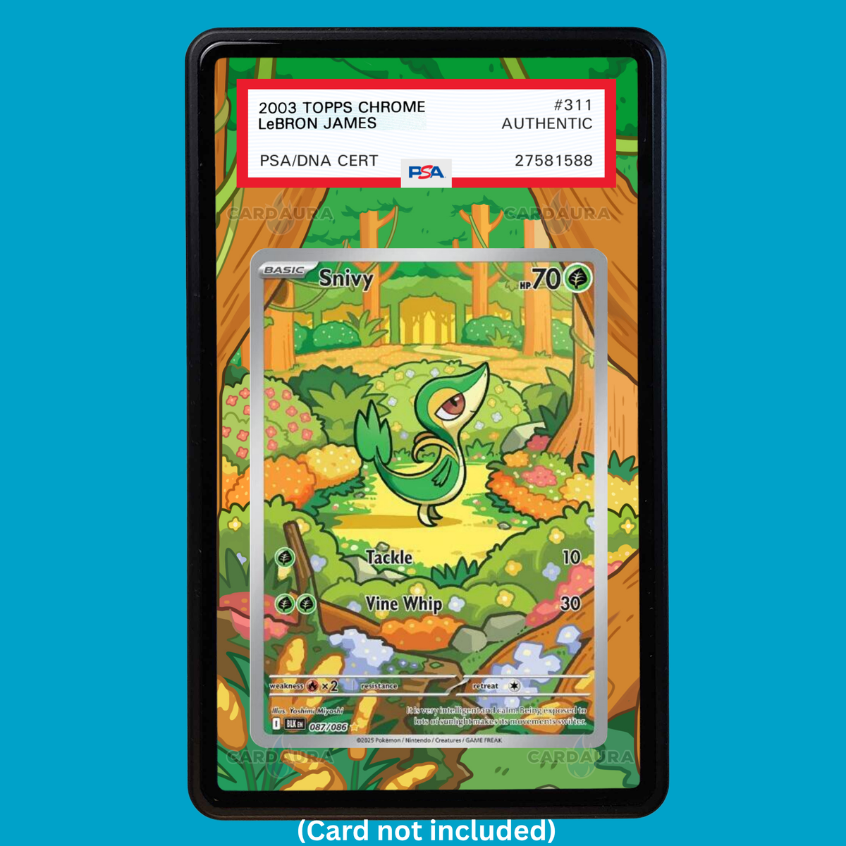 Hand-drawn Snivy 087/086 Black Bolt extended art display case insert for graded Pokémon cards