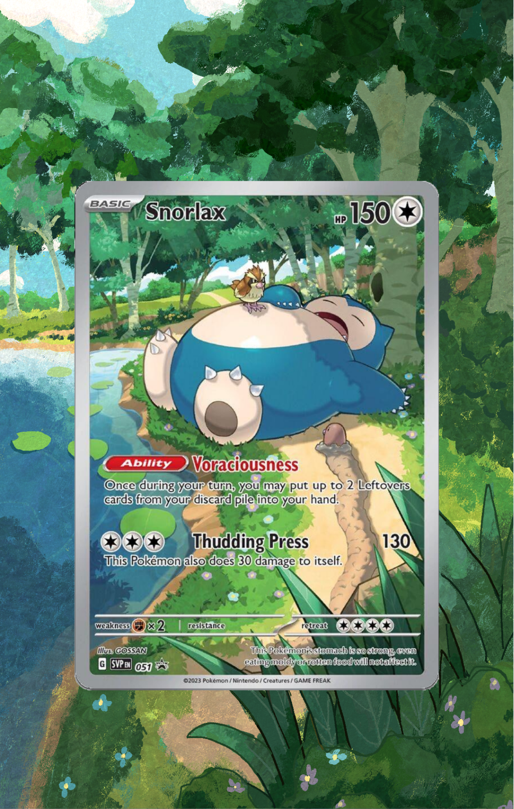 Snorlax Promo 051 | 151 CardAura - Extended Art + Display Case (Raw)