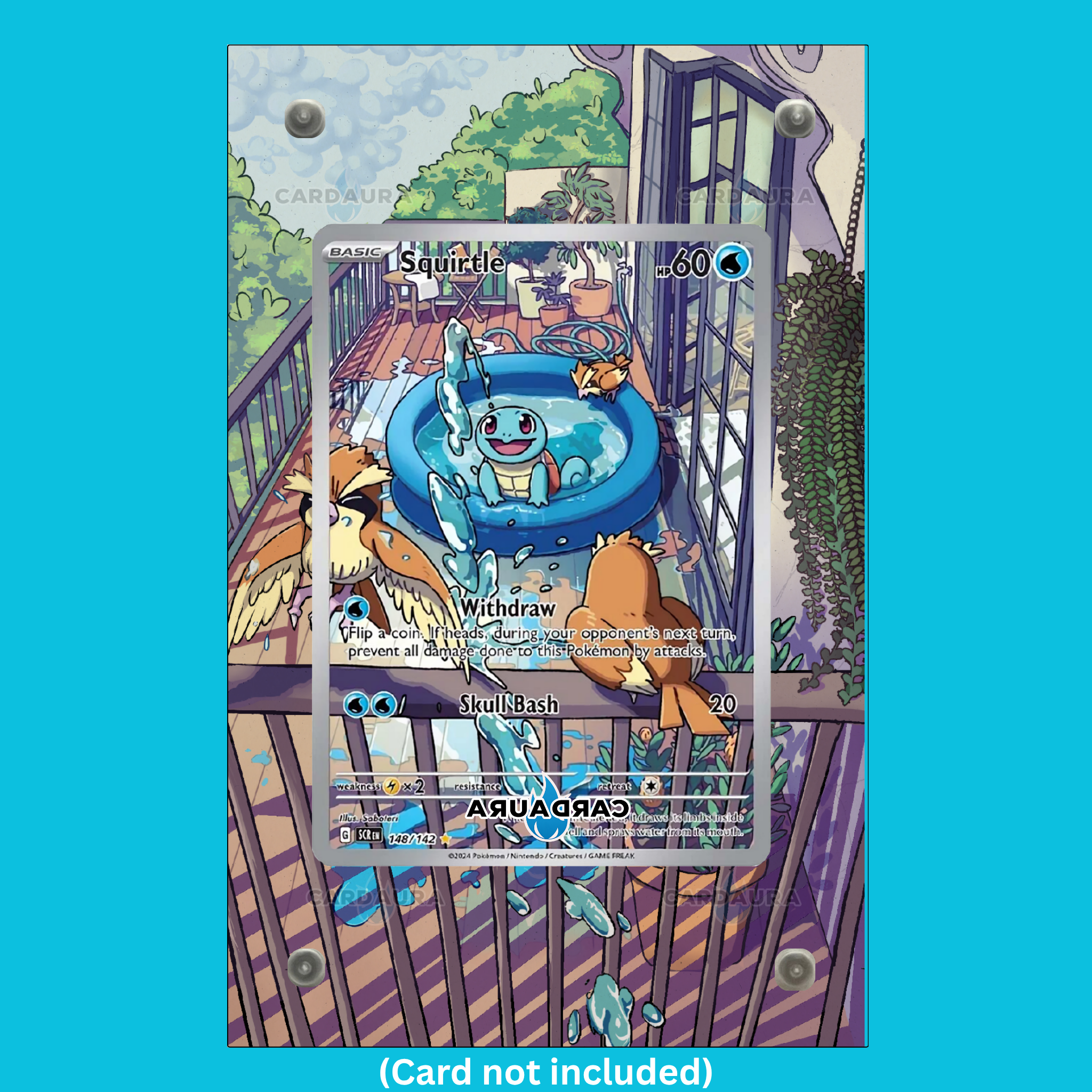 Squirtle 148/142 From Stellar Crown Display Case (Extended Art Frame) | Magnetic Acrylic Holder for Ungraded Cards