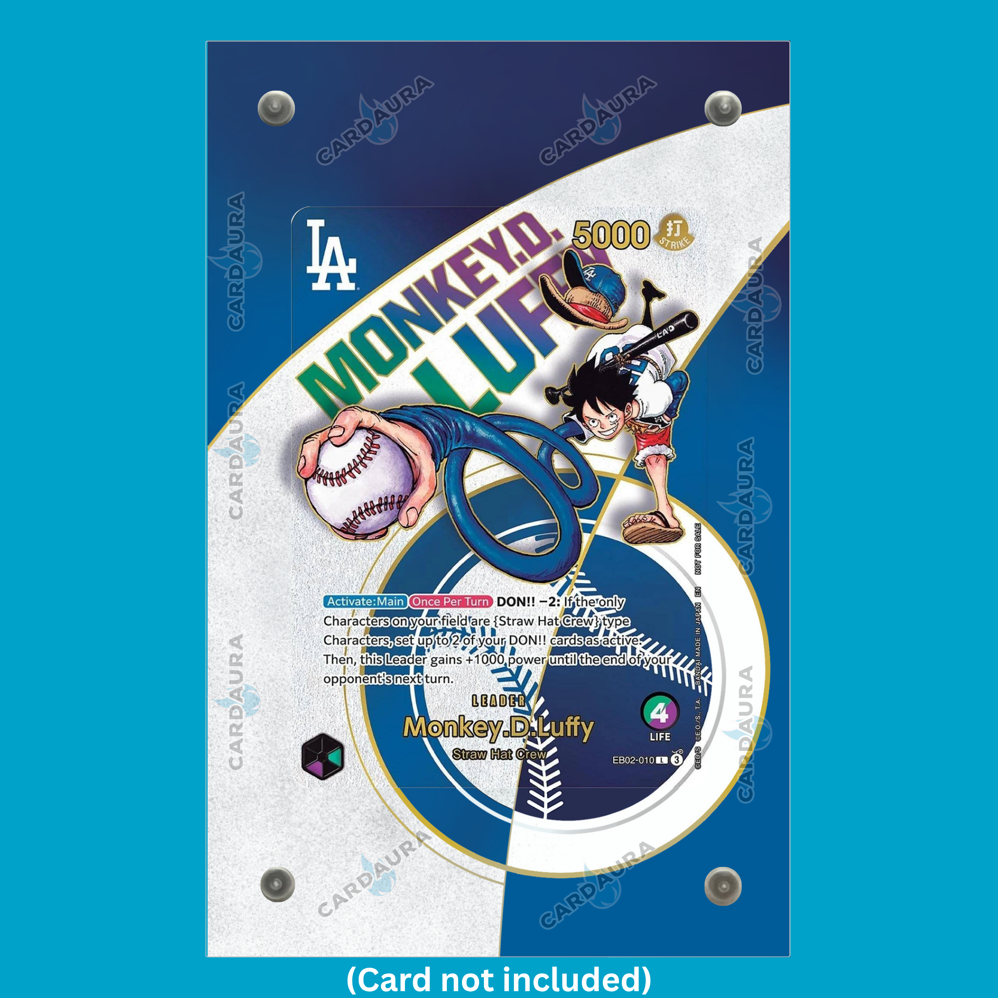 Monkey.D.Luffy (010)(Dodgers x ONE PIECE Promo) Display Case (Extended Art Frame) | Magnetic Acrylic Holder for Ungraded Cards
