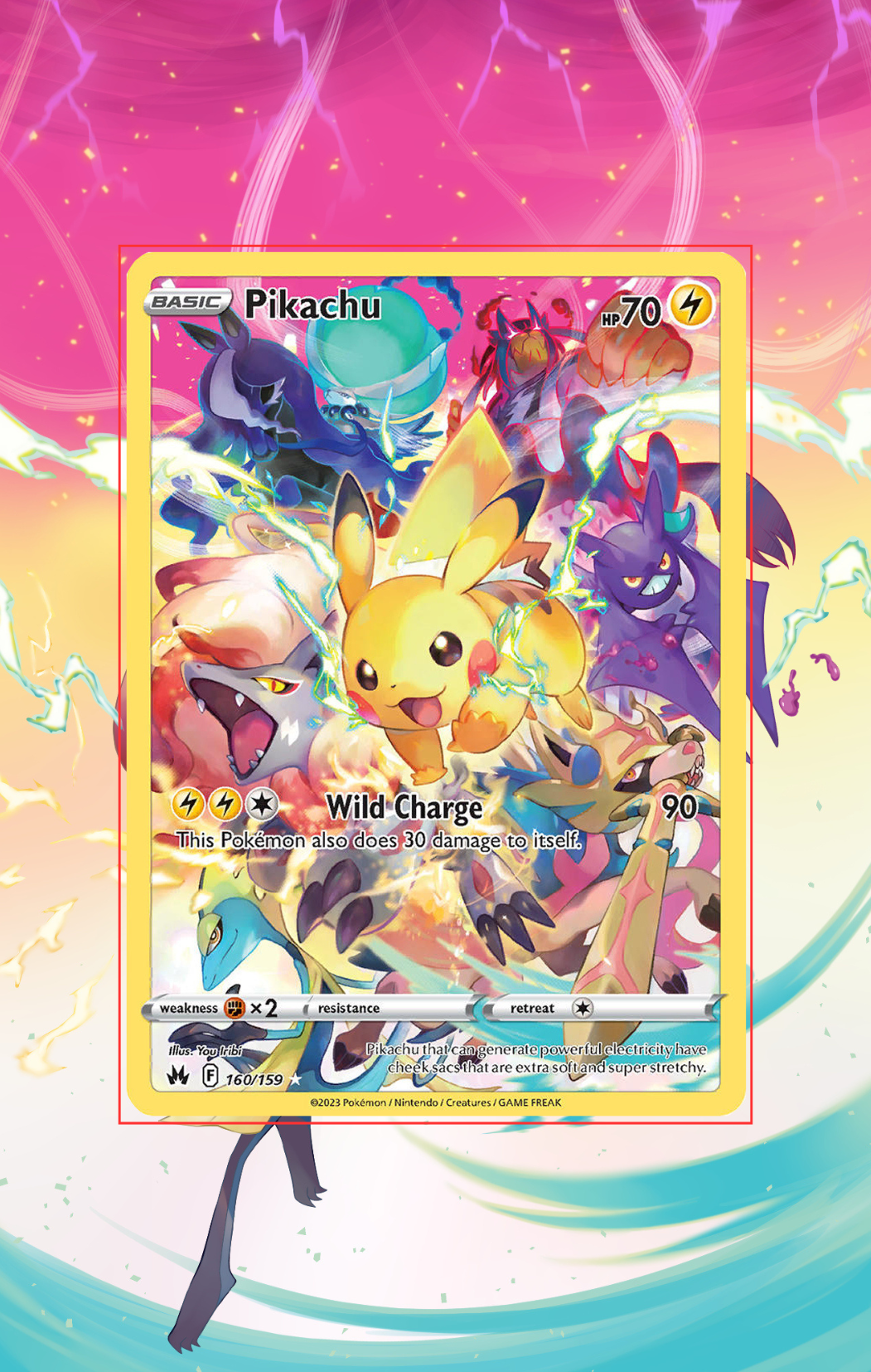 Pikachu Secret Rare 160/159 | Crown Zenith AuraSlab - Extended Art + Case (Graded)