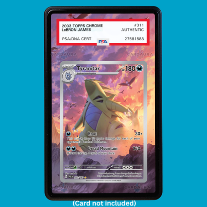 Hand-drawn Tyranitar 222/193 Paldea Evolved extended art display case insert for graded Pokémon cards