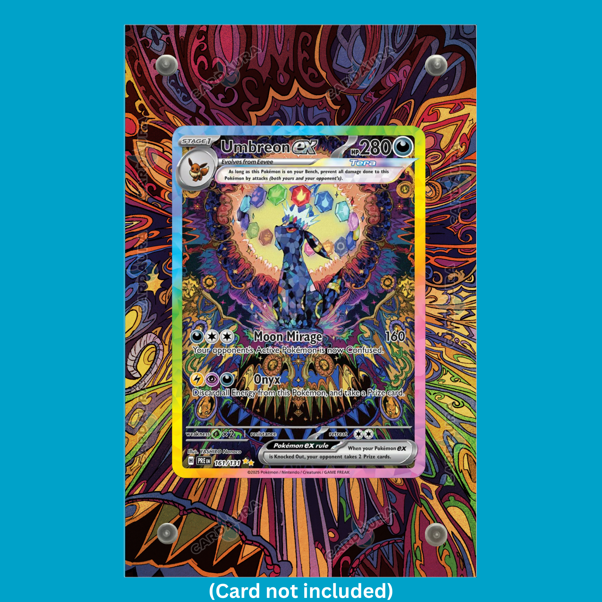 Umbreon EX 161/131 From Prismatic Evolutions Display Case (Extended Art Frame) | Magnetic Acrylic Holder for Ungraded Cards