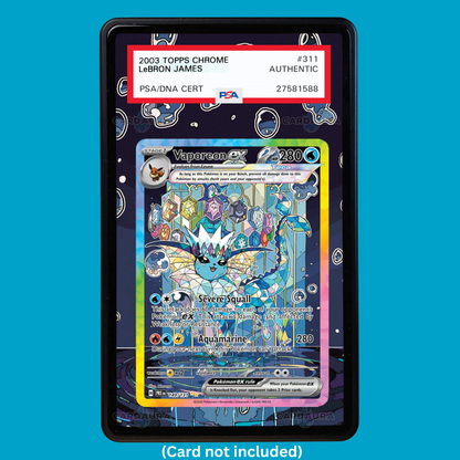 Hand-drawn Vaporeon EX 149/131 Prismatic Evolutions extended art display case insert for graded Pokémon cards
