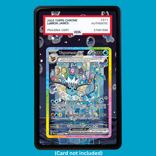 Hand-drawn Vaporeon EX 149/131 Prismatic Evolutions extended art display case insert for graded Pokémon cards
