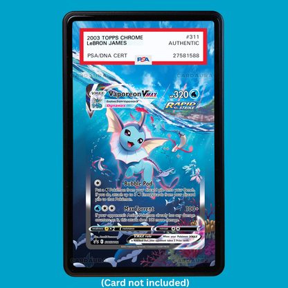 Hand-drawn Vaporeon VMAX SWSH182 Evolving Skies extended art display case insert for graded Pokémon cards
