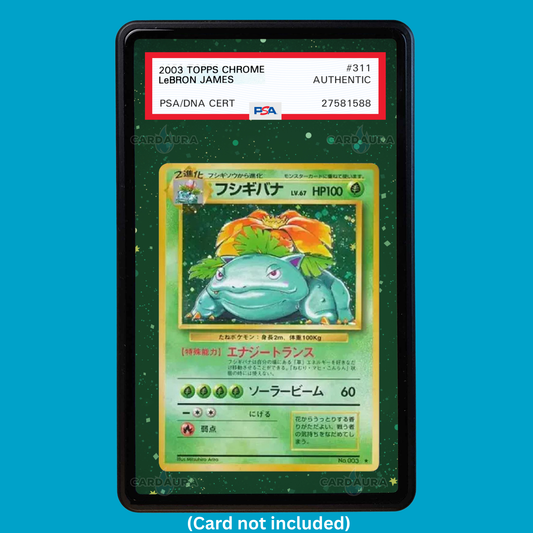Showcase your Venusaur 15/102 with a premium extended art display case designed for graded Pokémon cards. This collectible display combines hand-drawn extended artwork, a magnetic aluminum case, and UV-protective tempered glass to help protect and elevate your Venusaur 15/102 card.