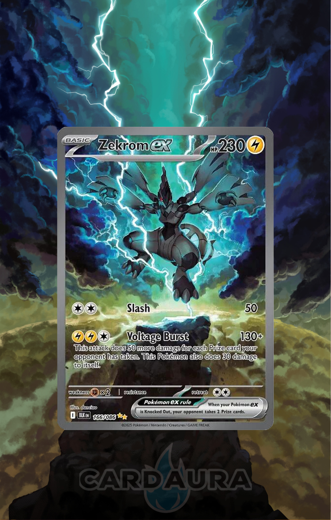 Zekrom EX 166/086 | Black Bolts AuraSlab (Graded)