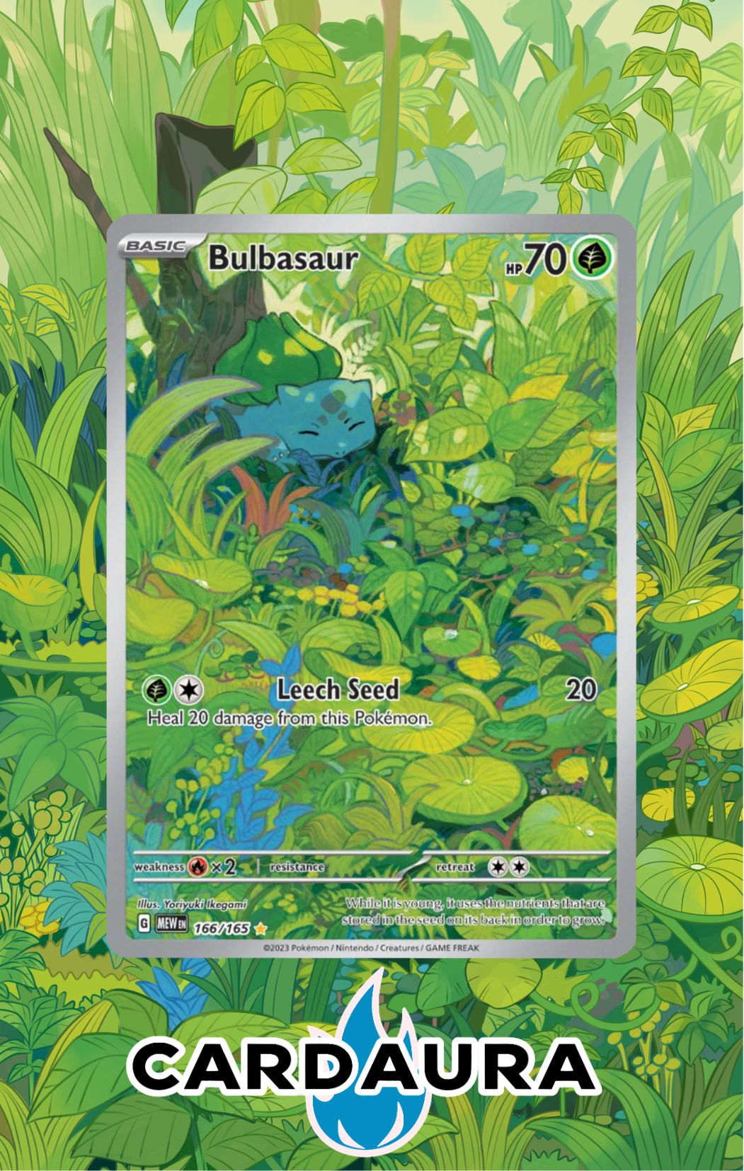 Bulbasaur 166/165 Hand Drawn | 151 CardAura Case