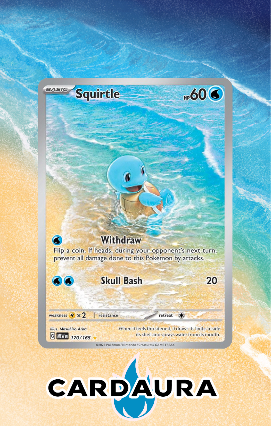 Squirtle 170/165 | 151 CardAura Raw Display Case