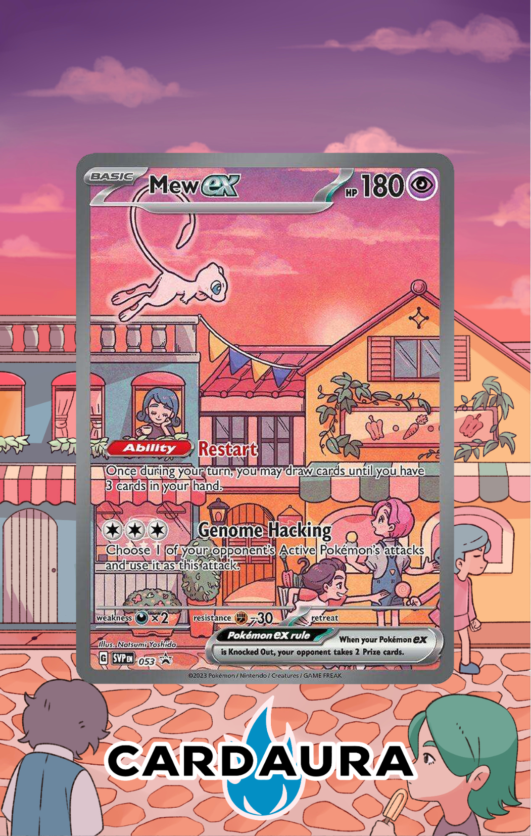 Mew EX 053 Promo | 151 CardAura - Extended Art + Display Case (Raw)