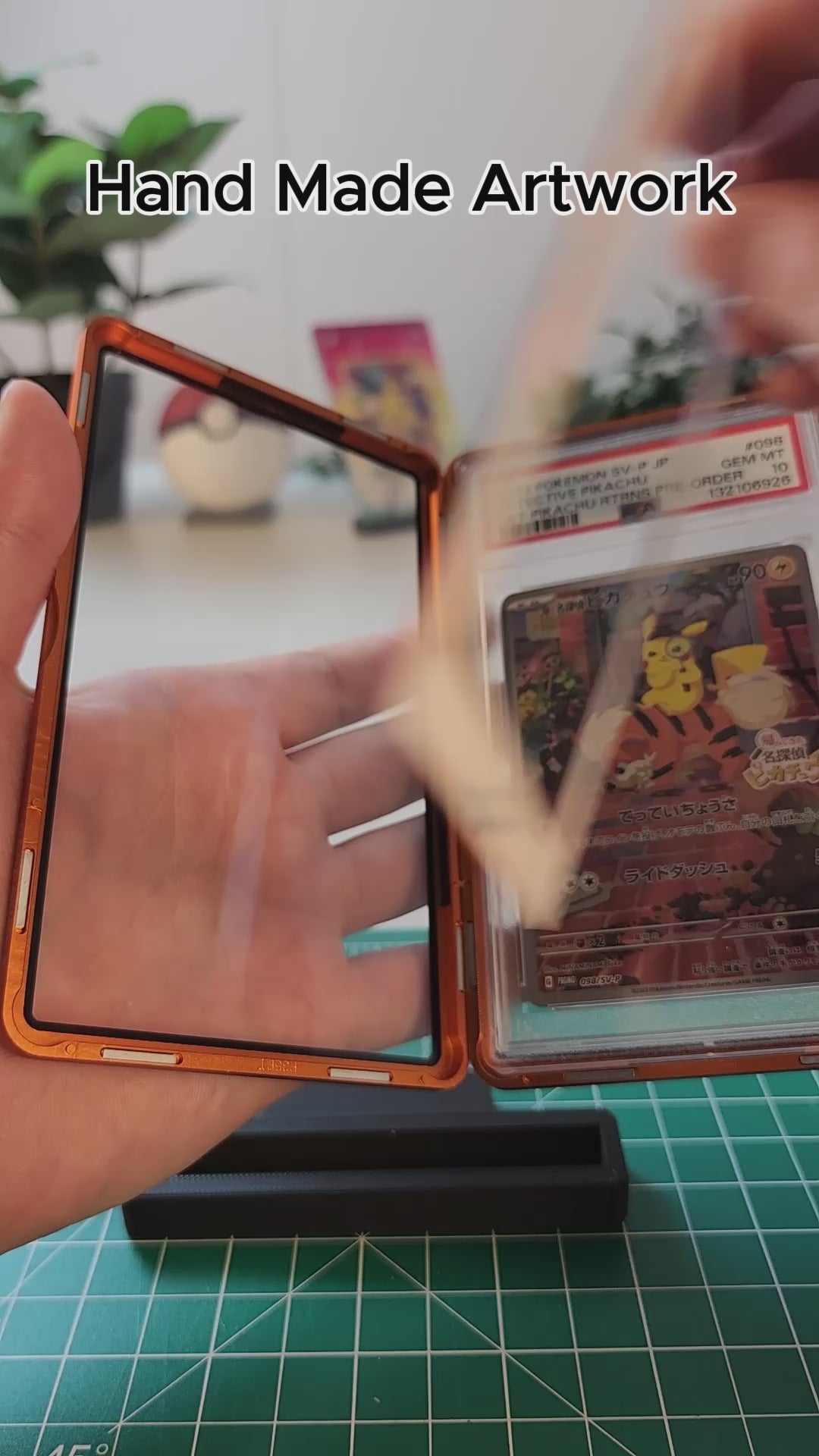 extended art frame components with magnetic acrylic display and hand drawn insert for Pokémon cards
