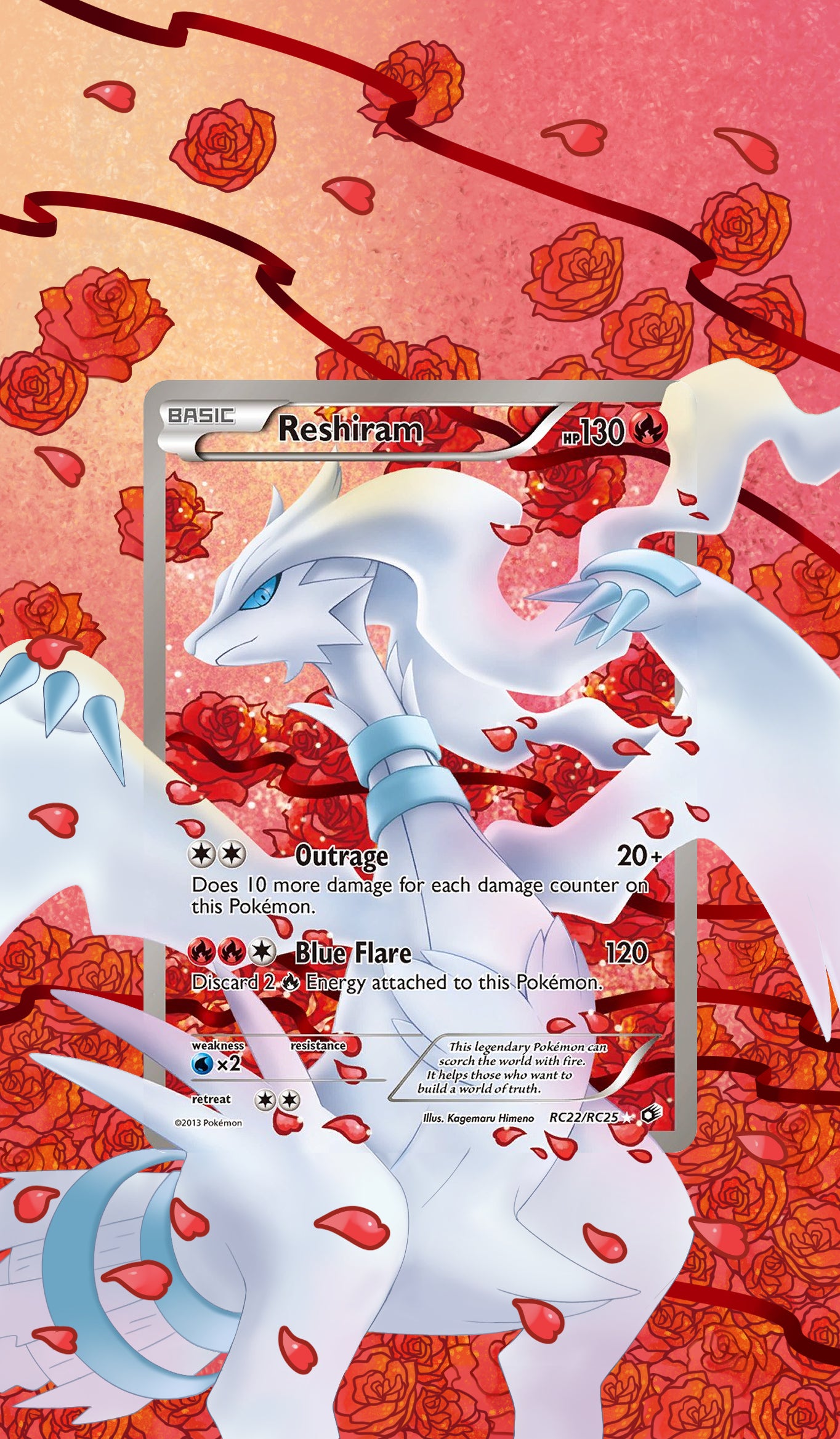 Reshiram RC22/RC25 | Legendary Treasures CardAura - Extended Art + Display Case (Raw)